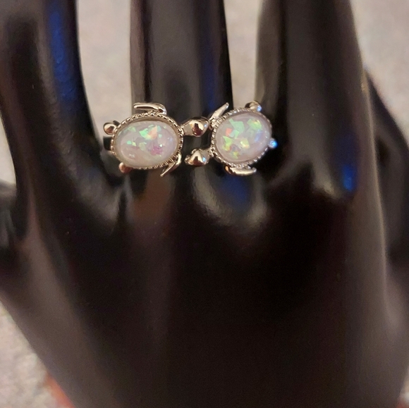 Turtle Design Ring I LOVE YOU Letter Open Adjustable Statement Ring - Picture 6 of 6